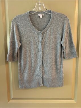 Merona Light Gray Short-Sleeve Button-Front Cardigan